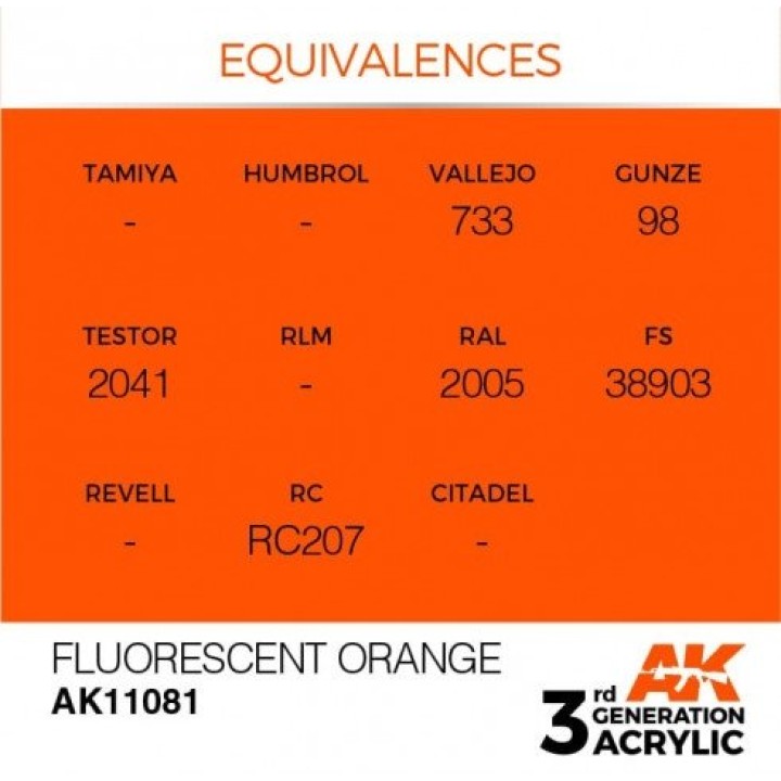 AK11081 - FLUORESCENT ORANGE – STANDARD