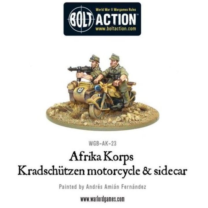 Afrika Korps Kradschutzen motorcycle and sidecar | Jeux et Trolleries | Spécialiste des jeux de société, jeux de cartes et warga
