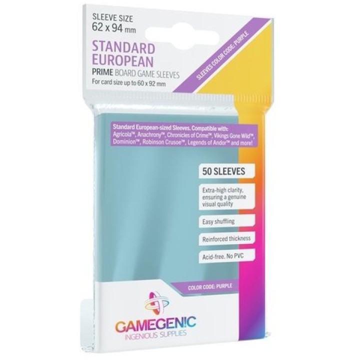 Gamegenic - 50 Prime Sleeves Standard Européen - 60x92