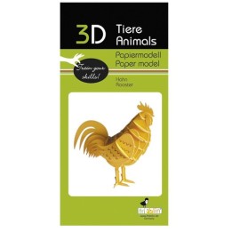 Modèle 3D en papier - Coq | Jeux et Trolleries | Spécialiste des jeux de société, jeux de cartes et wargames