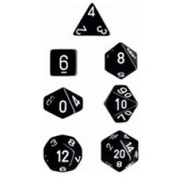SET DE 7 DÉS - OPAQUE - NOIR / BLANC