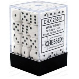 Set de 36 dés 6 - OPAQUE - Blanc/Noir