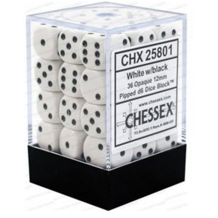 Set de 36 dés 6 - OPAQUE - Blanc/Noir