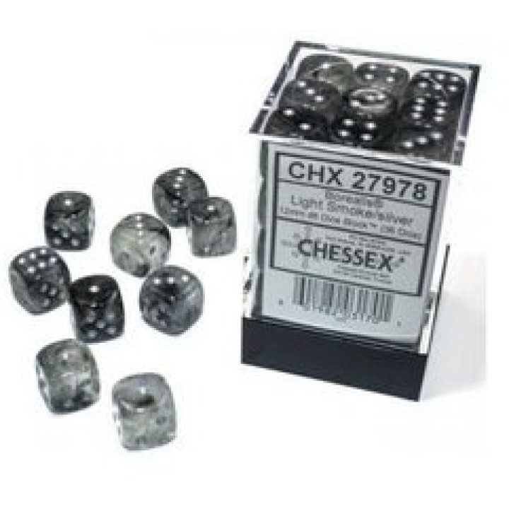 Dés: Set de 36 Dés 6 Borealis Noir / Argent