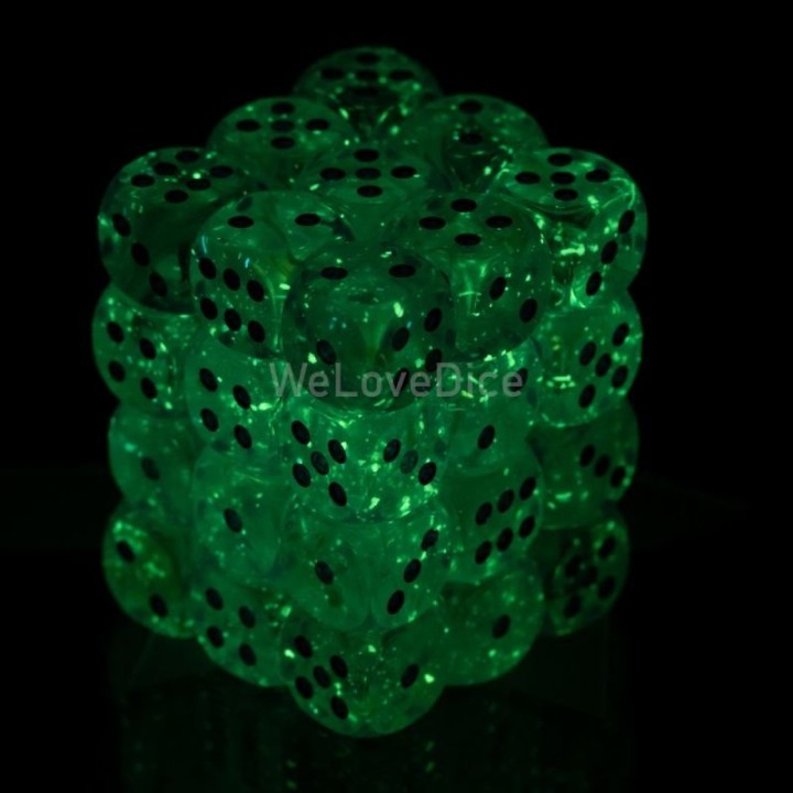 Dés: Set de 36 Dés 6 Borealis Noir / Argent