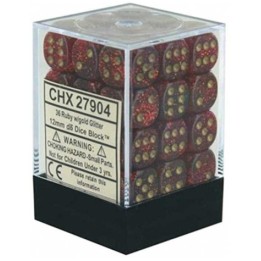 SET DE 36 DÉS 6 GLITTER RUBY/GOLD