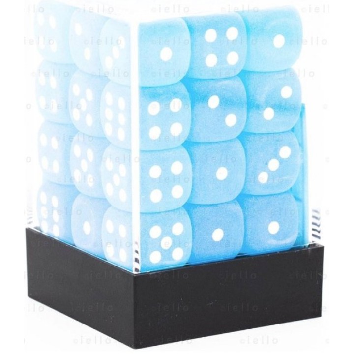 Set de 36 Dés - À 6 Faces Couleur - Frosted - Bleu Sarcelle/ Blanc