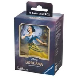 Boîte de rangement en plastique pouvant contenir 80 cartes au format 63x88, à l'effigie de Blanche-Neige.