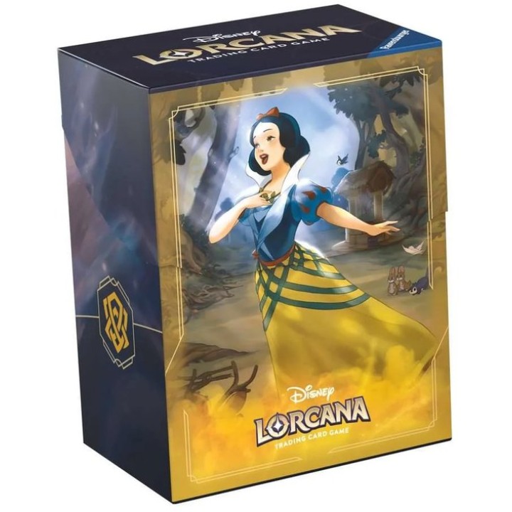 Boîte de rangement en plastique pouvant contenir 80 cartes au format 63x88, à l'effigie de Blanche-Neige.