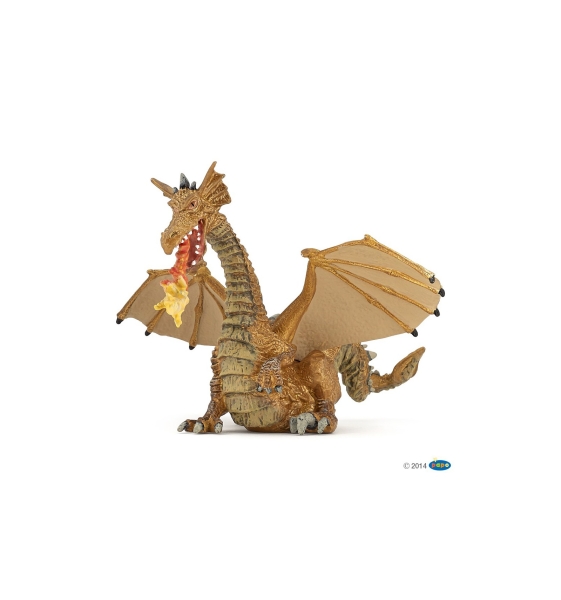 Dragon or avec flamme