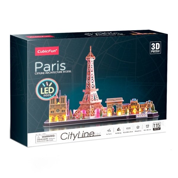 3d LED lighting puzzle: CityLine Paris CubicFun