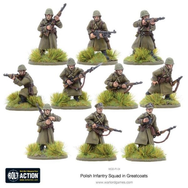 Polish infantry squad in greatcoats