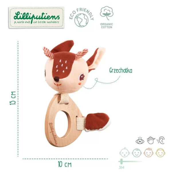 Lilliputiens Hochet avec dentition en bois Stella