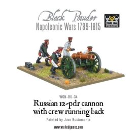 Napoleonic Russian 12 Pdr Cannon 1809-1815 With Crew Running Back